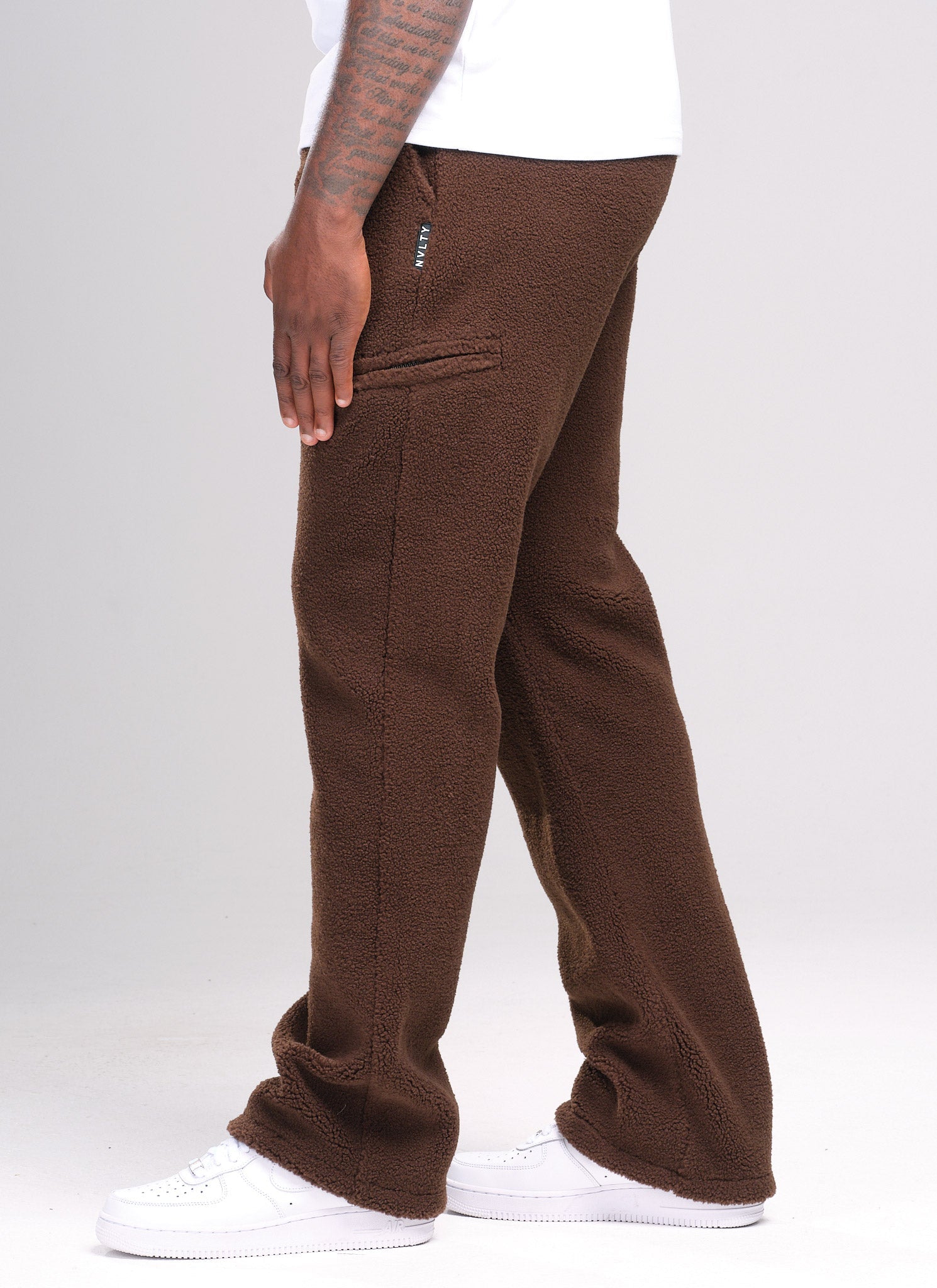 Sherpa Zip Joggers - Brown