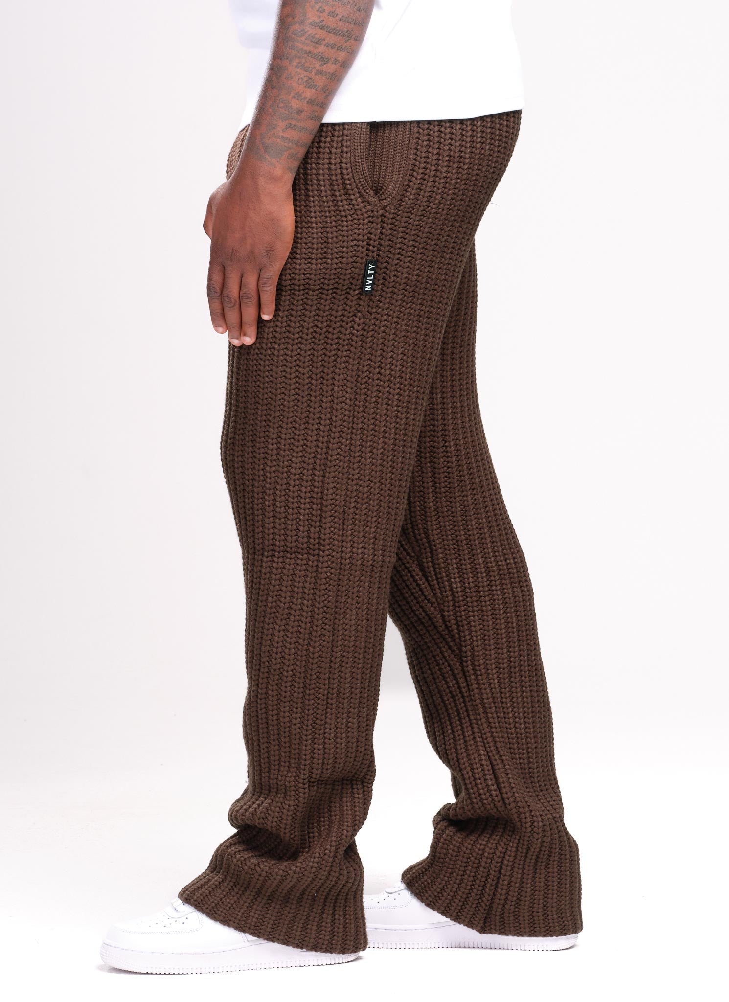 Heavyweight Knitted Joggers - Brown
