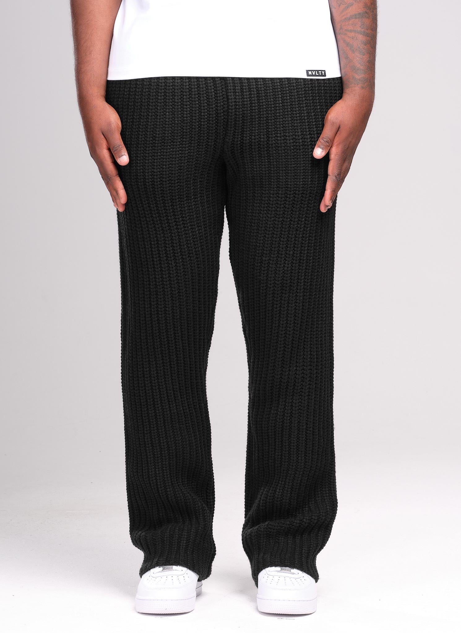 Heavyweight Knitted Joggers - Black
