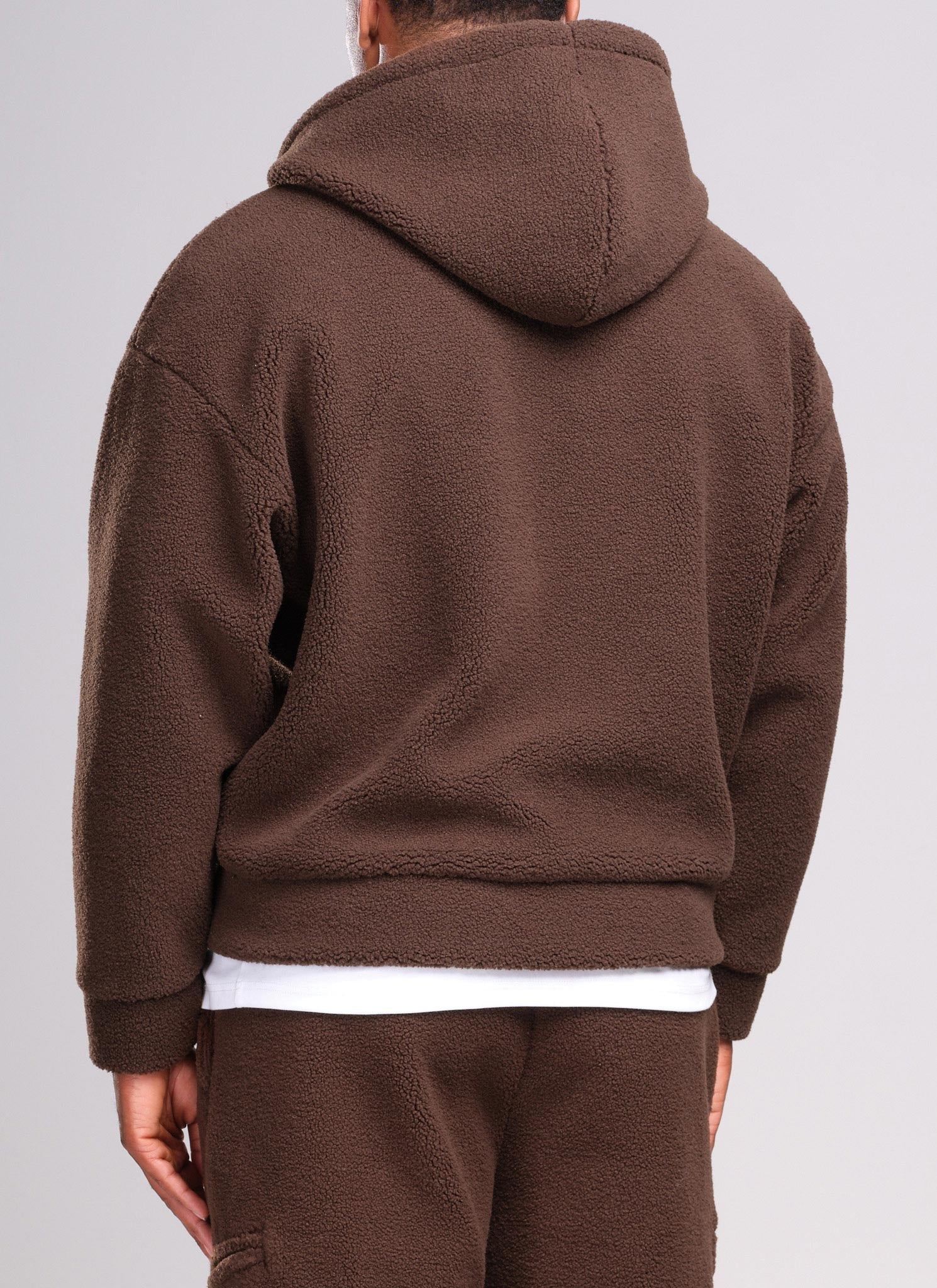 Sherpa Zip Hoodie - Brown