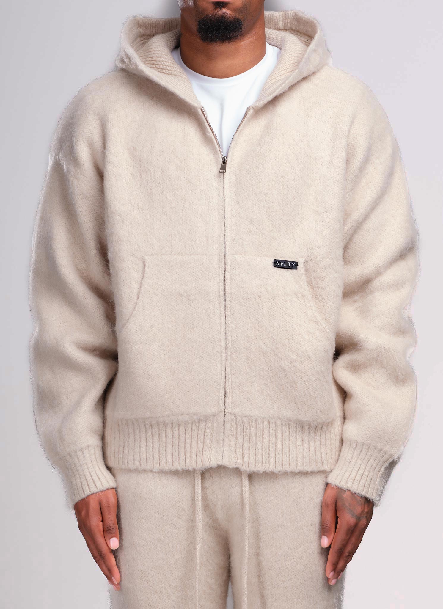 Mohair Zip Hoodie - Ivory