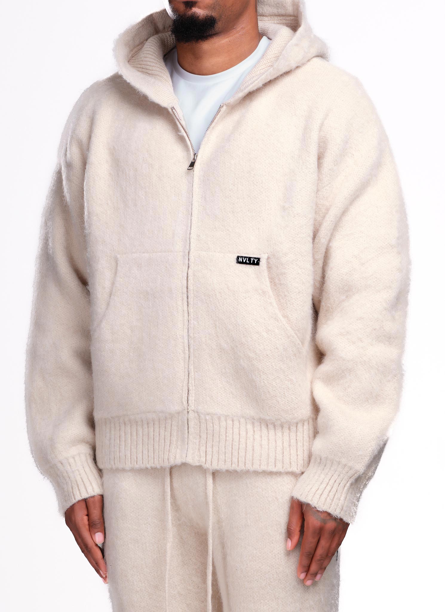 Mohair Zip Hoodie - Ivory