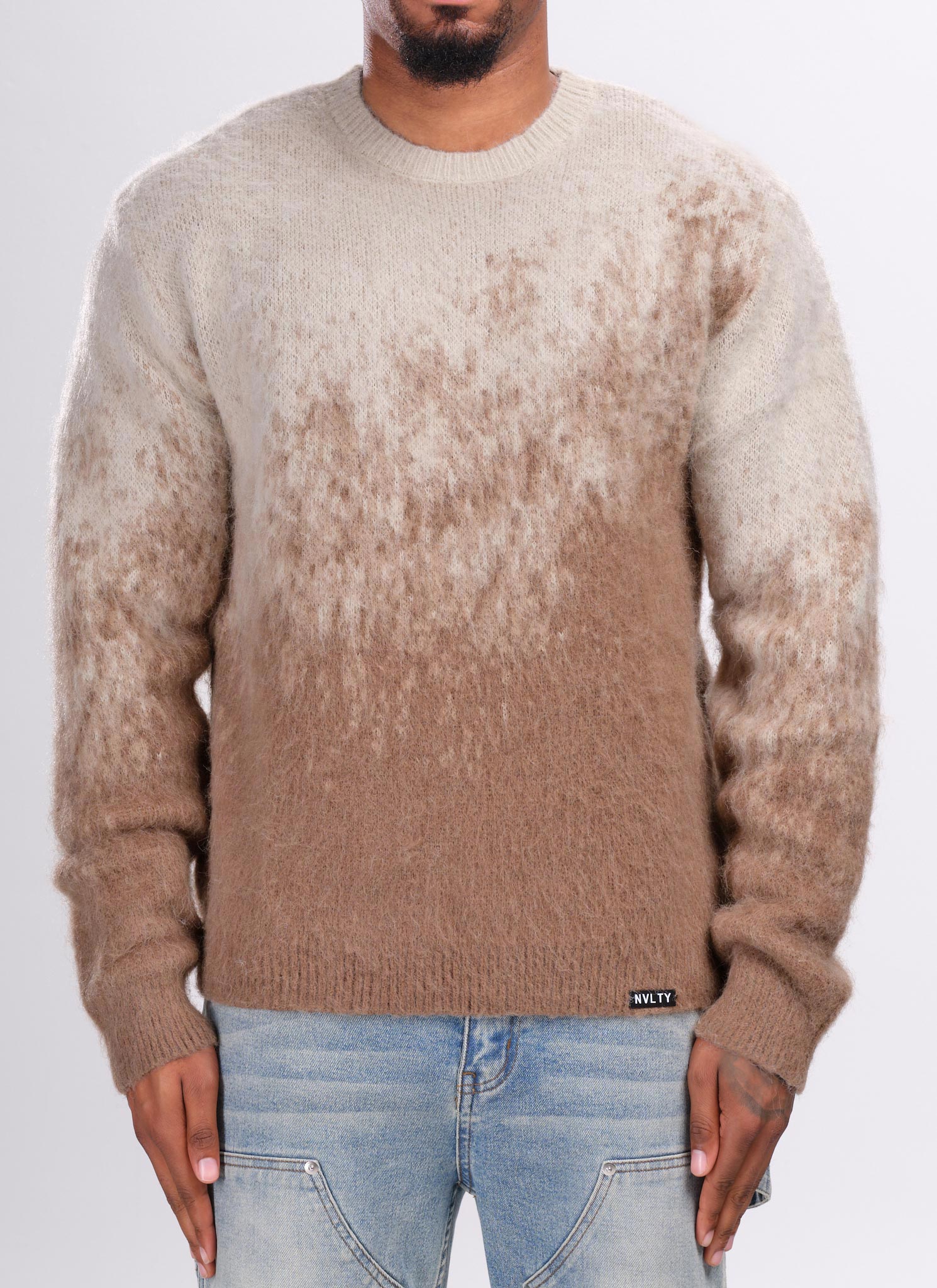 Mohair-Pullover mit Farbverlauf - Stein
