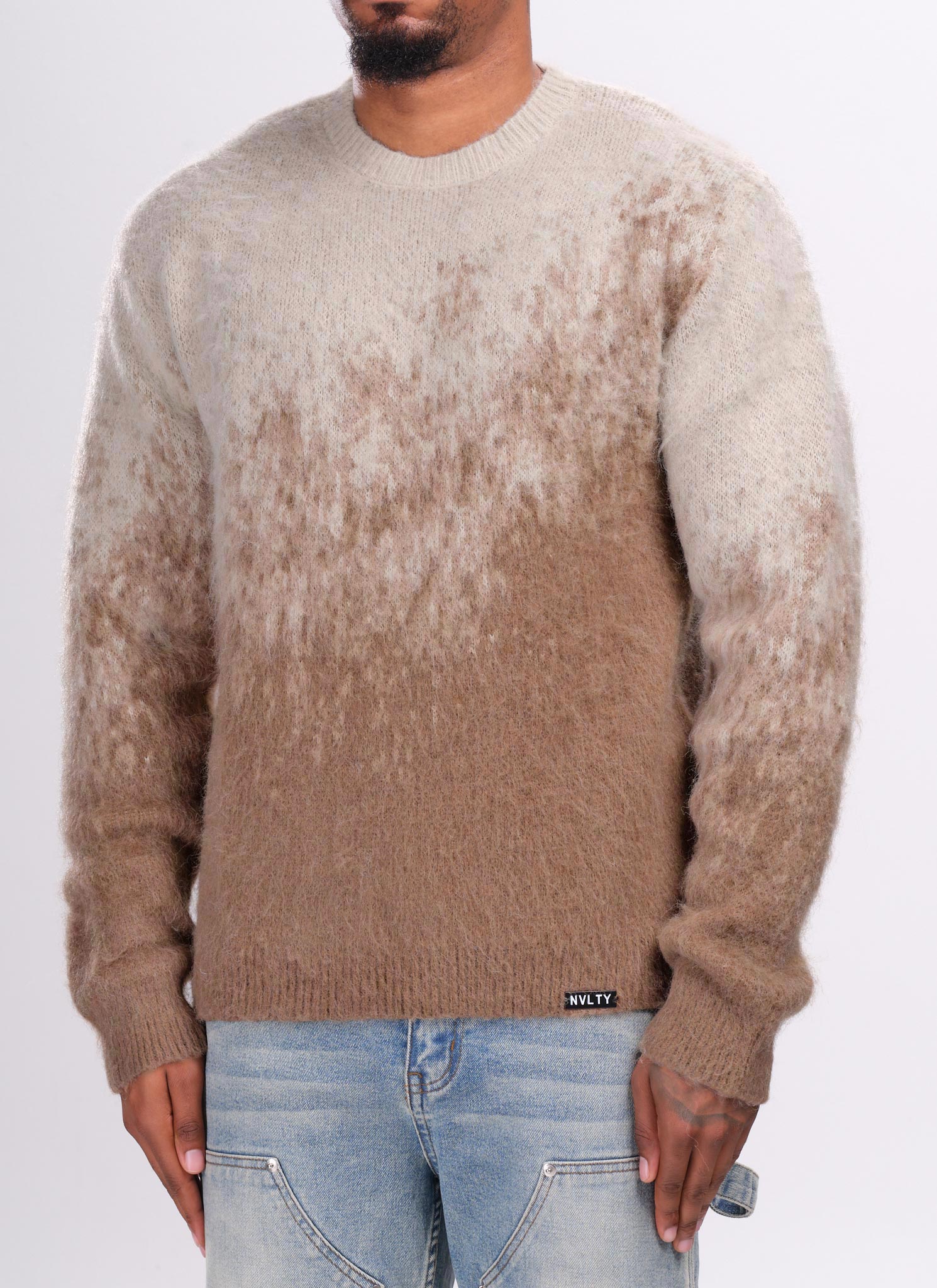 Mohair-Pullover mit Farbverlauf - Stein