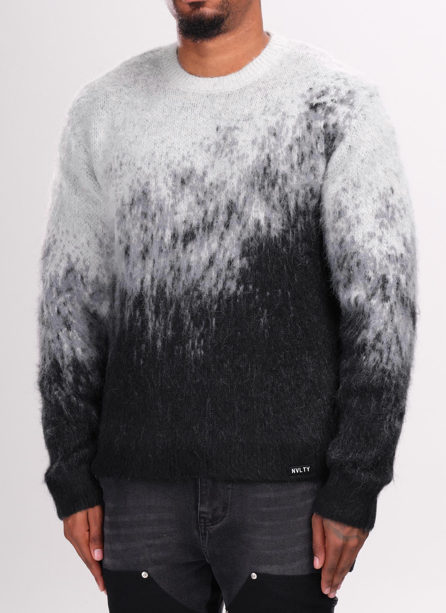 Mohair-Pullover mit Farbverlauf - Schwarz