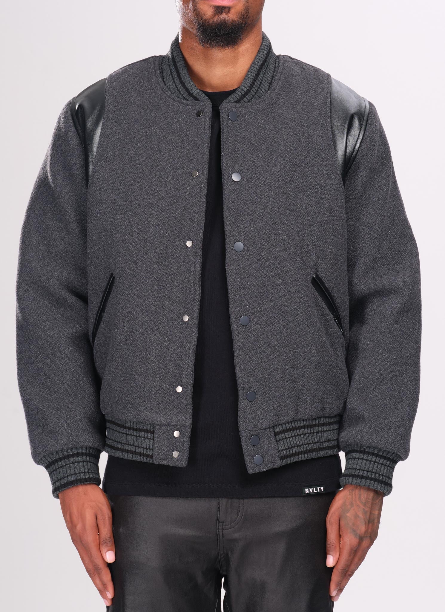 Heavyweight Wool Bomber Jacket - Grey