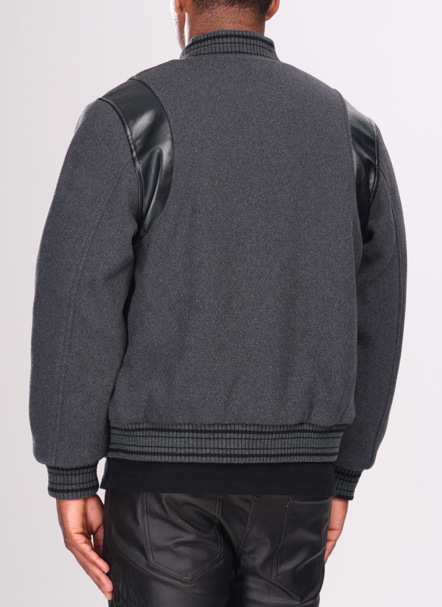 Heavyweight Wool Bomber Jacket - Grey