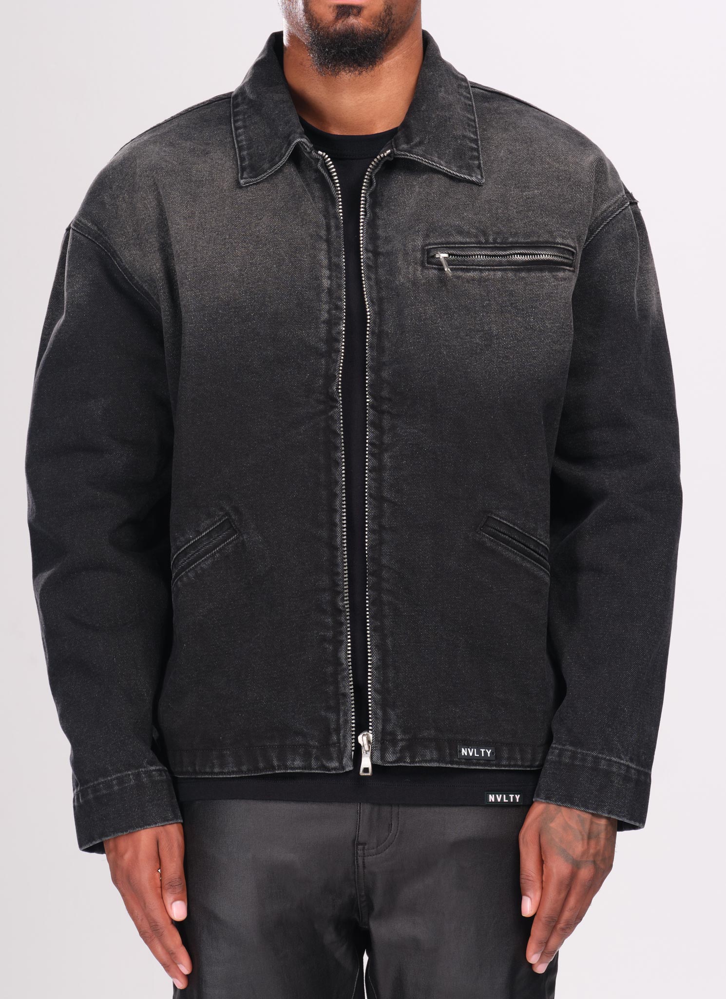 Vintage Deep Fade Denim Jacket - Black