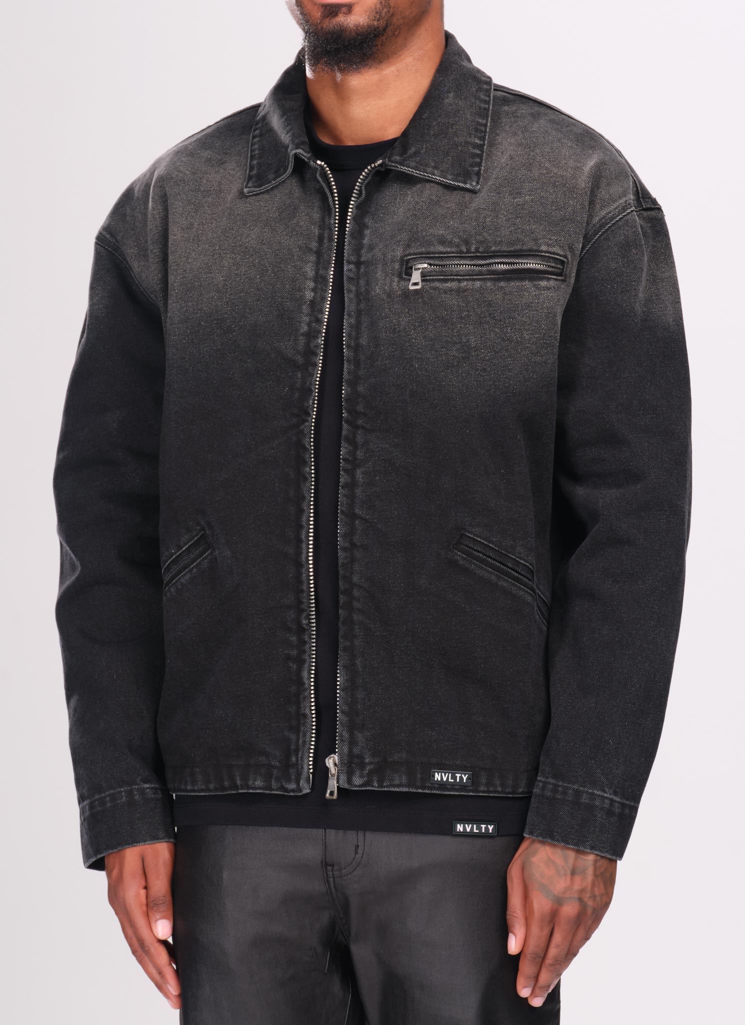Vintage Deep Fade Denim Jacket - Black