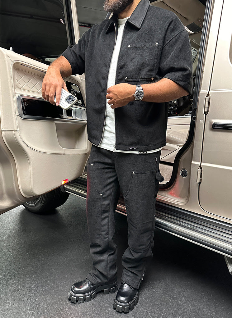 Carpenter-Nietenhose aus schwerer Wolle - Schwarz