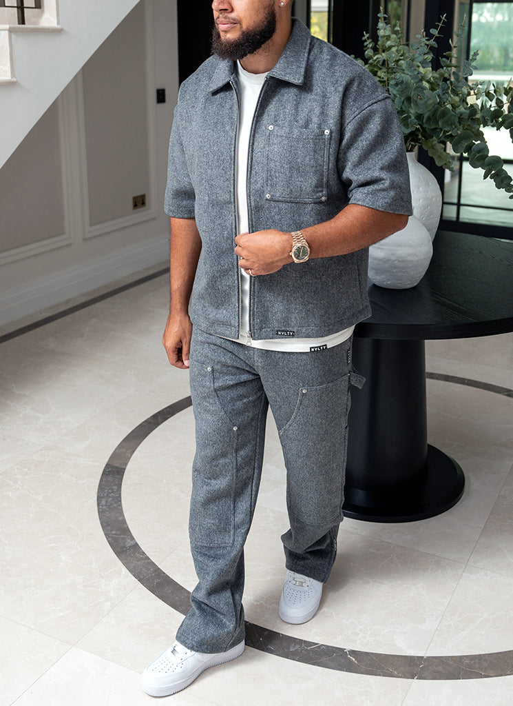 Carpenter-Nietenhose aus schwerer Wolle - Grau