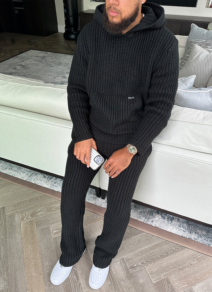 Heavyweight Knitted Joggers - Black