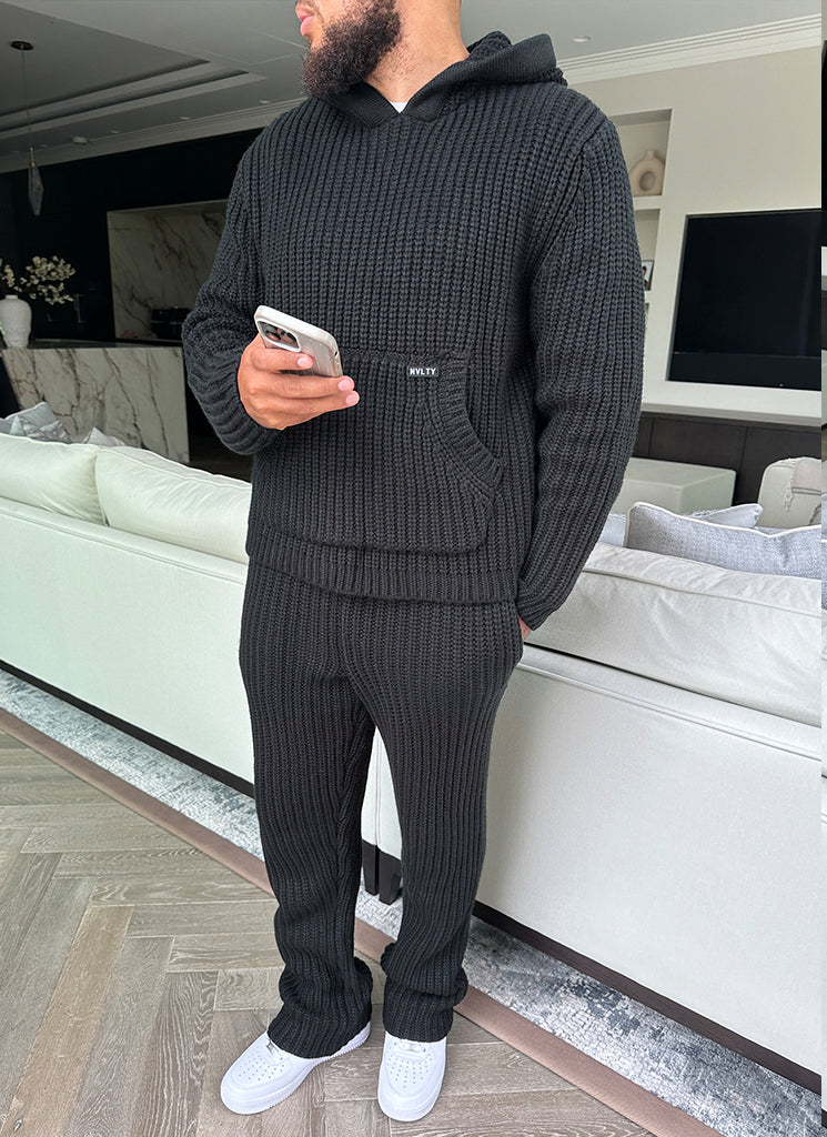 Heavyweight Knitted Joggers - Black