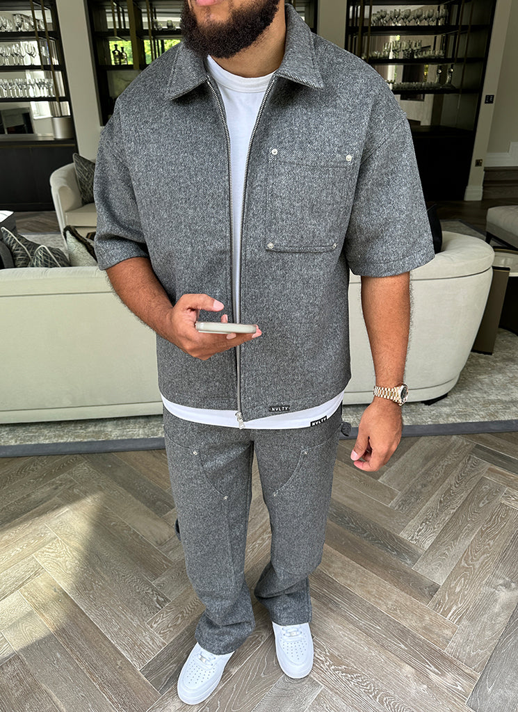 Carpenter-Nietenhose aus schwerer Wolle - Grau