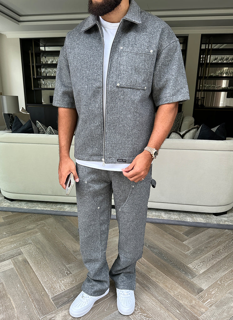 Carpenter-Nietenhose aus schwerer Wolle - Grau