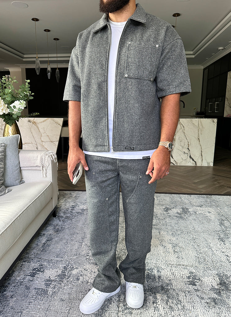 Carpenter-Nietenhose aus schwerer Wolle - Grau