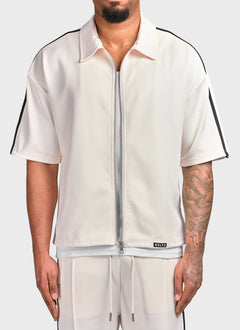 Panelled Luxe Track Shirt - Ivory