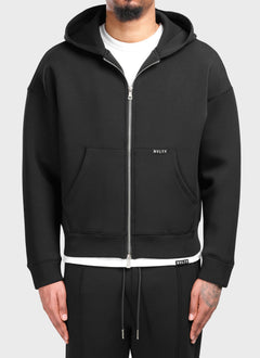 Strukturierter Scuba-Kapuzenpullover mit Reißverschluss - Schwarz