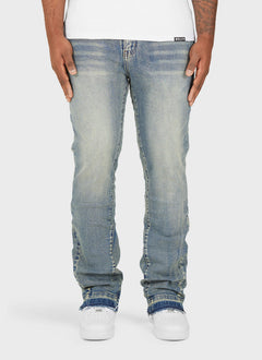 Vintage Flare Washed Jeans - Blue