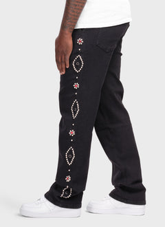 Vintage Studded Jeans - Black