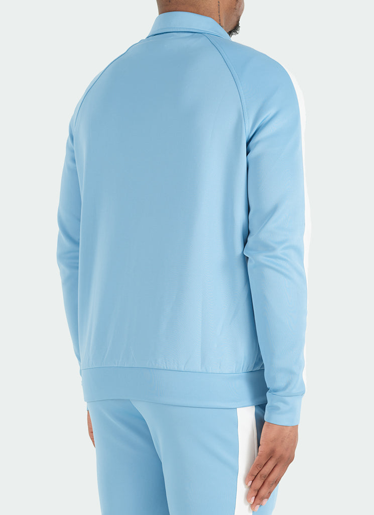 Bahnen-Trainingsjacke – Babyblau/Weiß