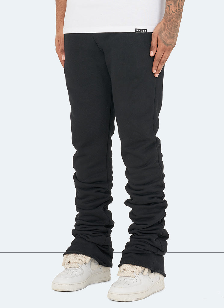 Vintage Stacked Joggers - Schwarz