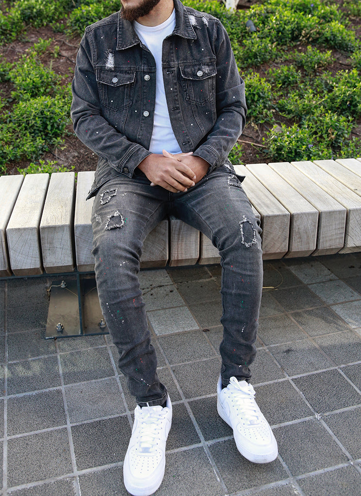 Paint Jeansjacke – Grau