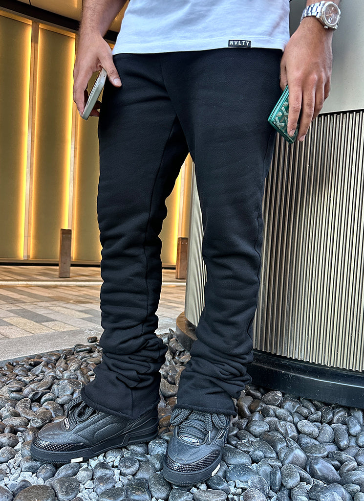 Vintage Stacked Joggers - Schwarz