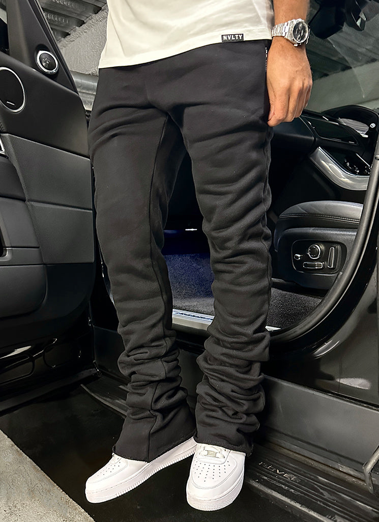 Vintage Stacked Joggers - Schwarz