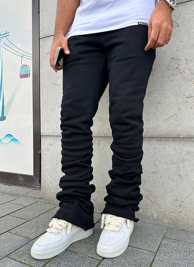 Vintage Stacked Joggers - Schwarz