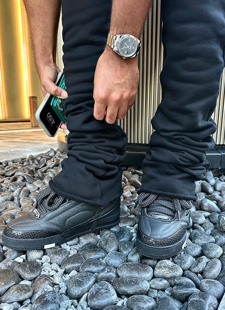 Vintage Stacked Joggers - Schwarz