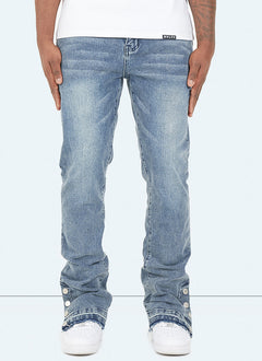 Vintage Flare Snapper Jeans – Blau