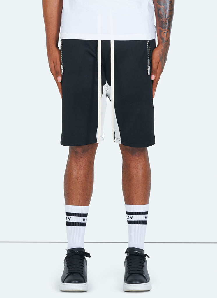 Panelled Track Shorts - Black/White