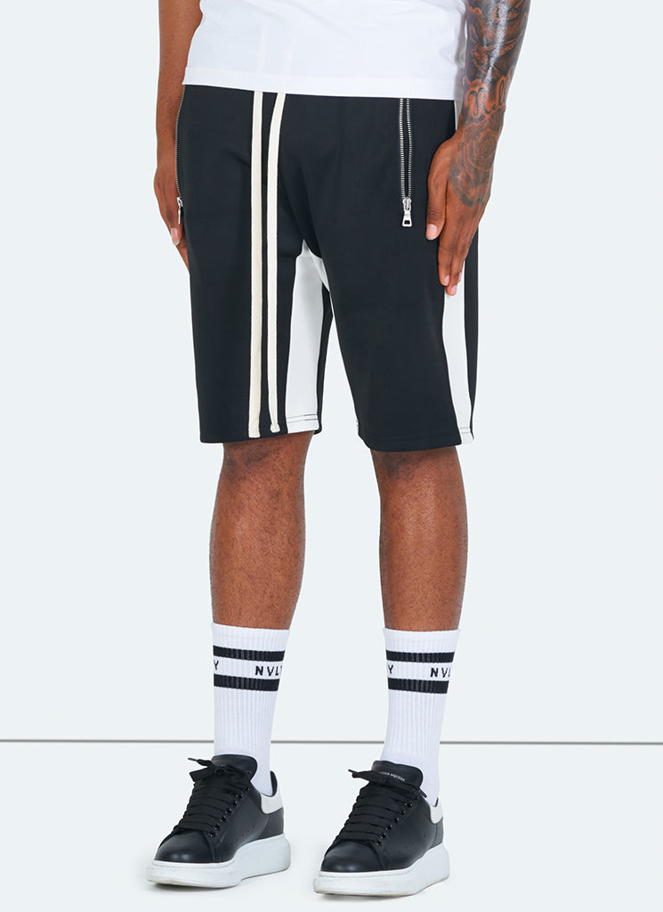 Panelled Track Shorts - Black/White