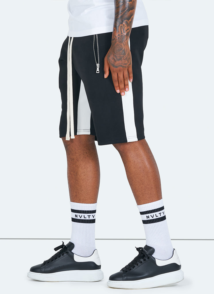 Panelled Track Shorts - Black/White