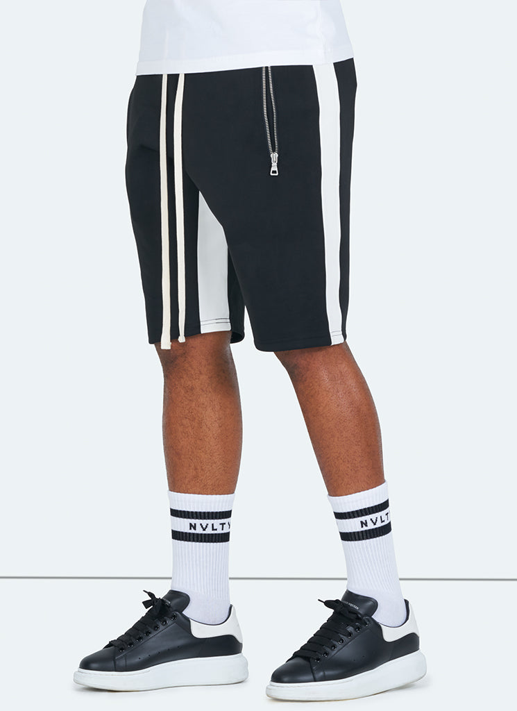 Panelled Track Shorts - Black/White