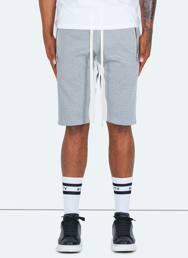 Trainingsshorts mit Einsätzen – Grau/Weiß