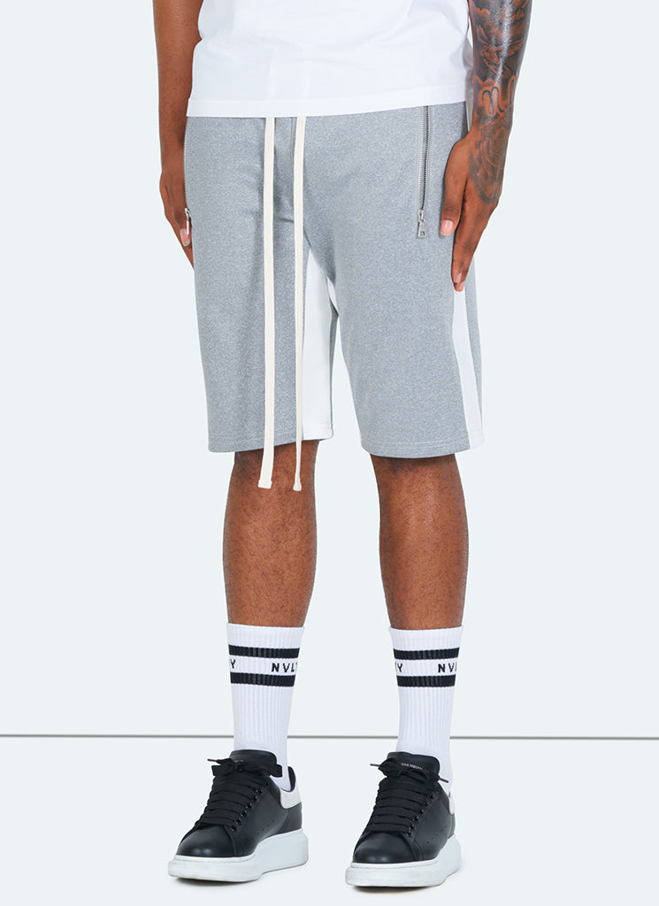 Trainingsshorts mit Einsätzen – Grau/Weiß