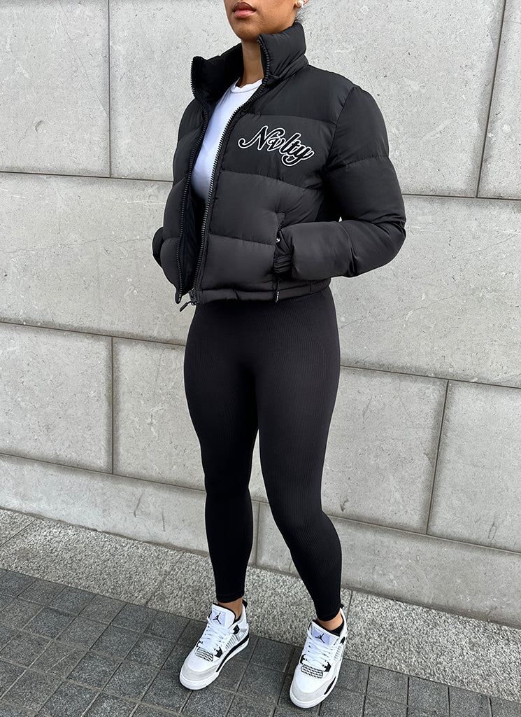 Signature-Pufferjacke – Schwarz