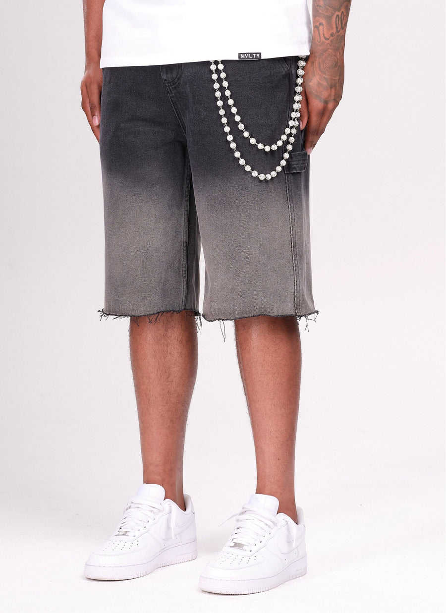Vintage Deep Fade Denim Shorts - Schwarz