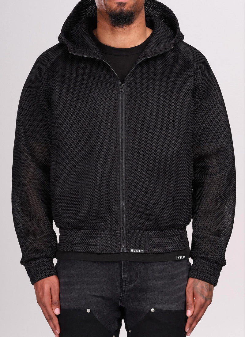 Strukturierte Scuba-Mesh-Jacke - Schwarz