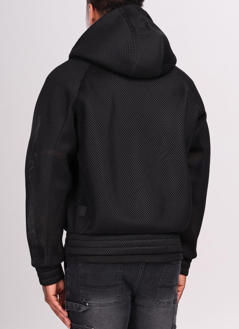 Strukturierte Scuba-Mesh-Jacke - Schwarz