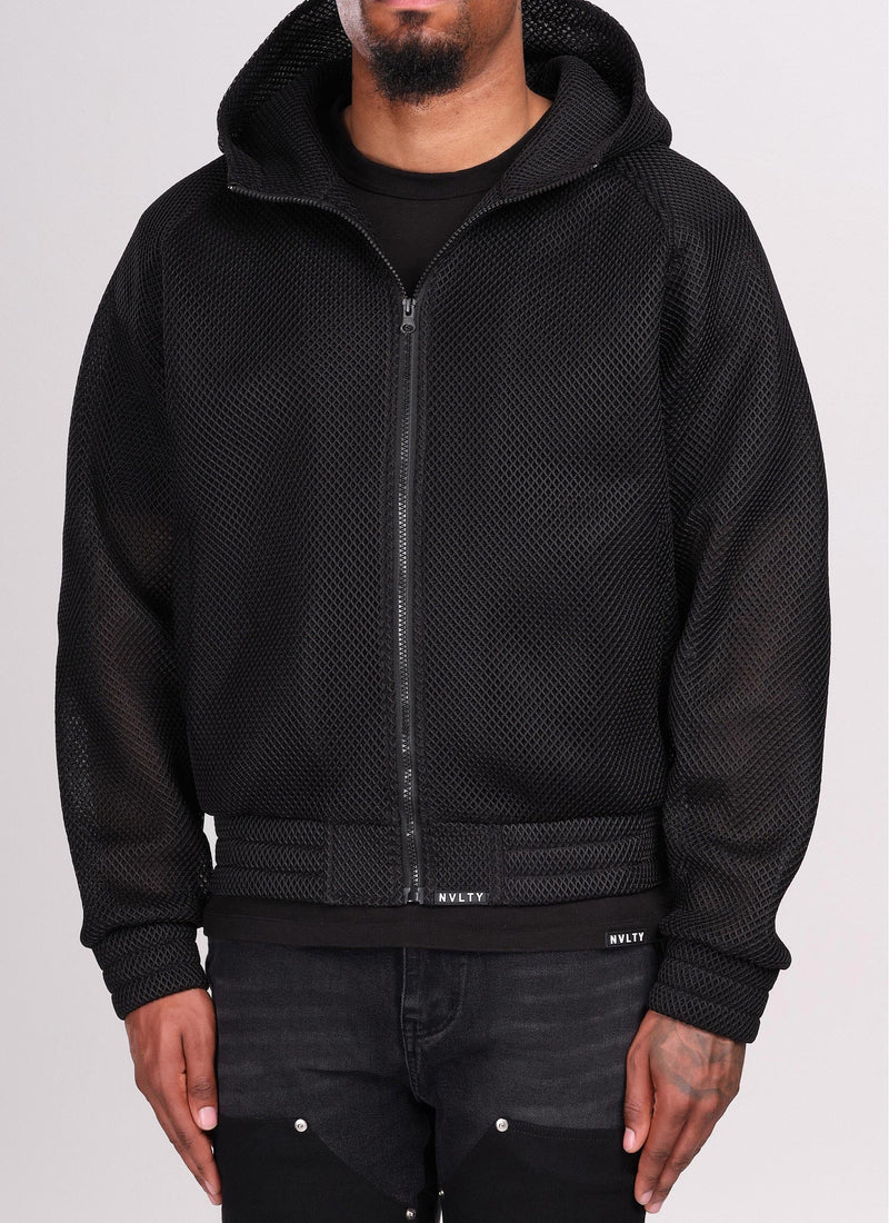 Strukturierte Scuba-Mesh-Jacke - Schwarz
