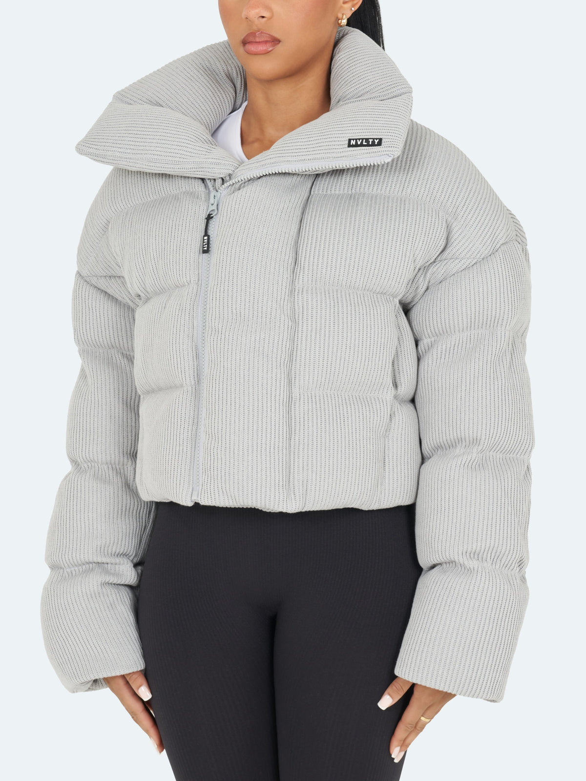 Steppjacke mit Schalkragen - Grau