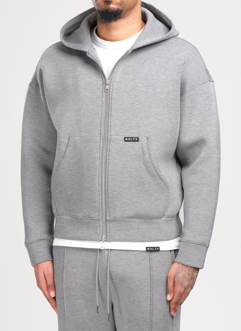 Strukturierter Scuba-Kapuzenpullover mit Reißverschluss - Grau