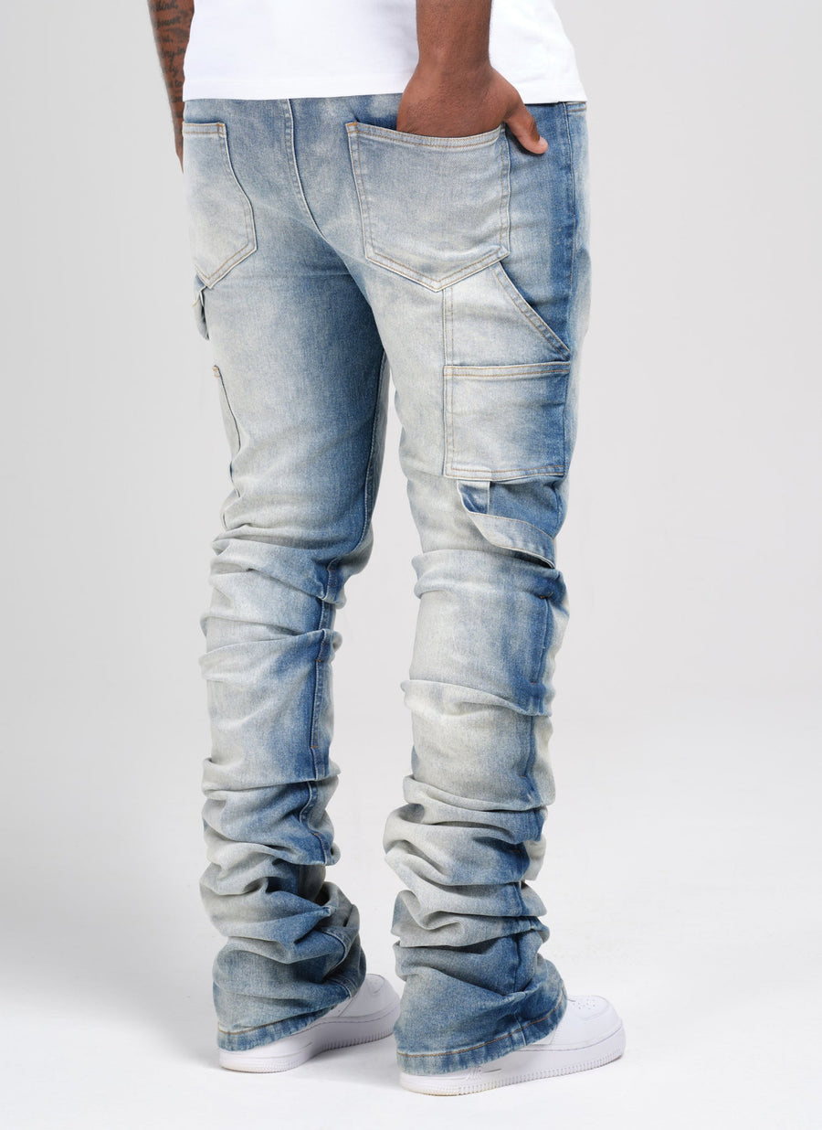 Vintage Flare Jeans mit Stickerei - Blau