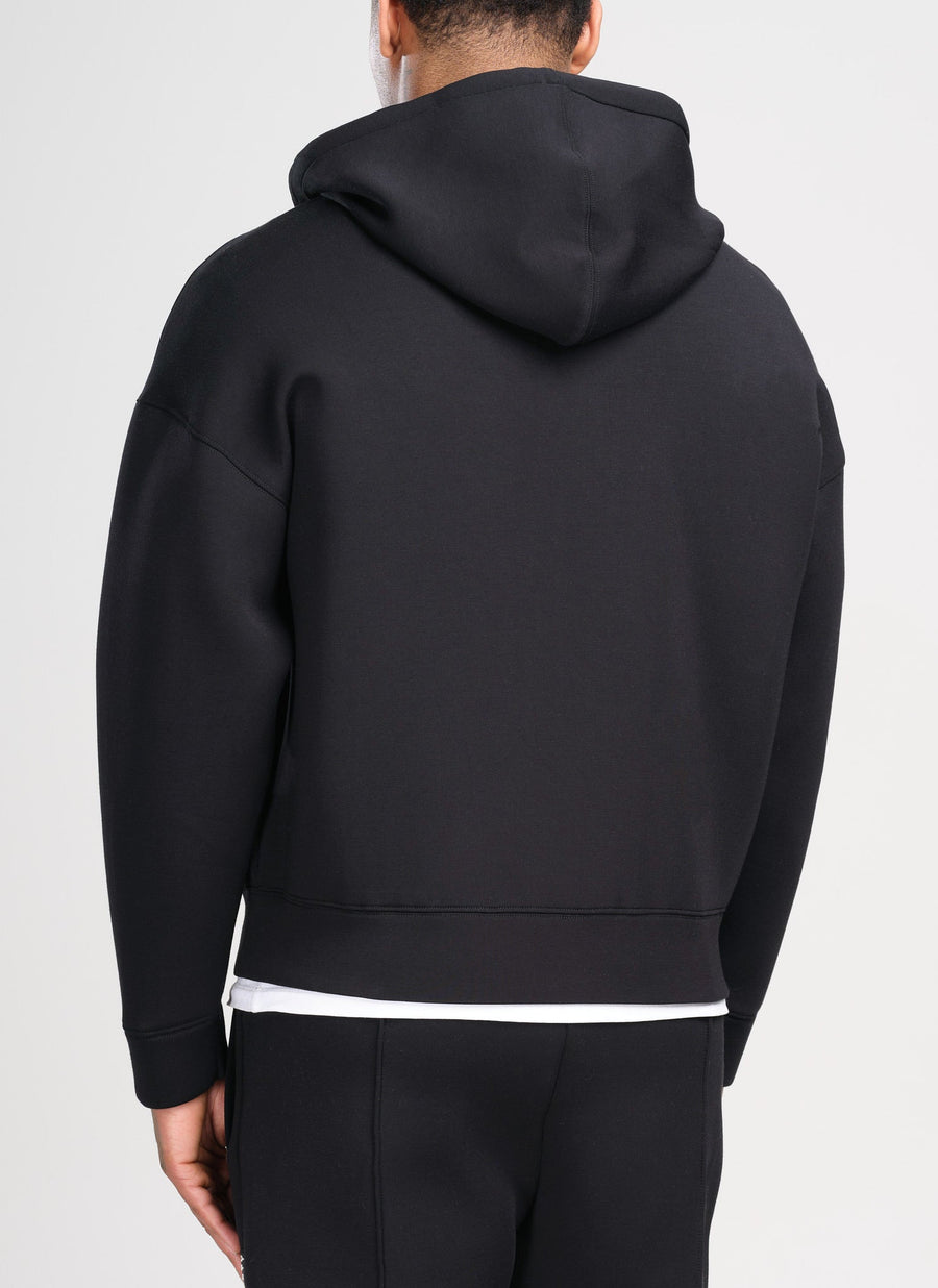 Strukturierter Scuba-Kapuzenpullover mit Reißverschluss - Schwarz
