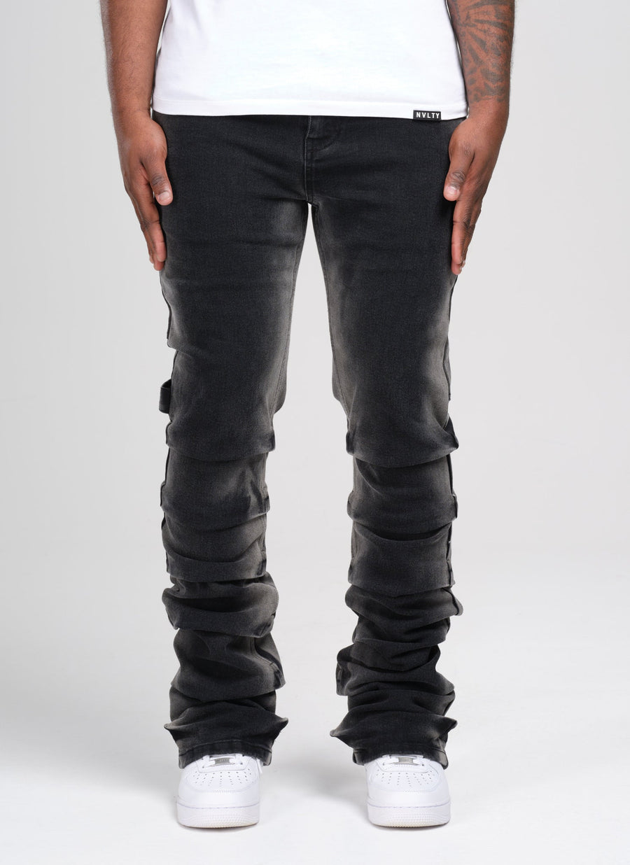 Vintage Flare Jeans mit Nähten - Schwarz