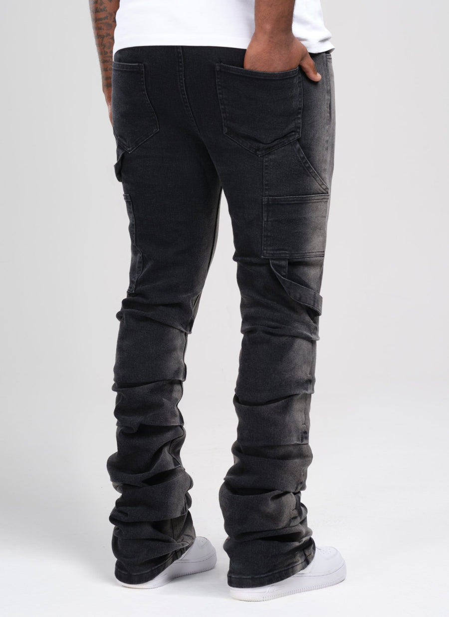Vintage Flare Jeans mit Nähten - Schwarz