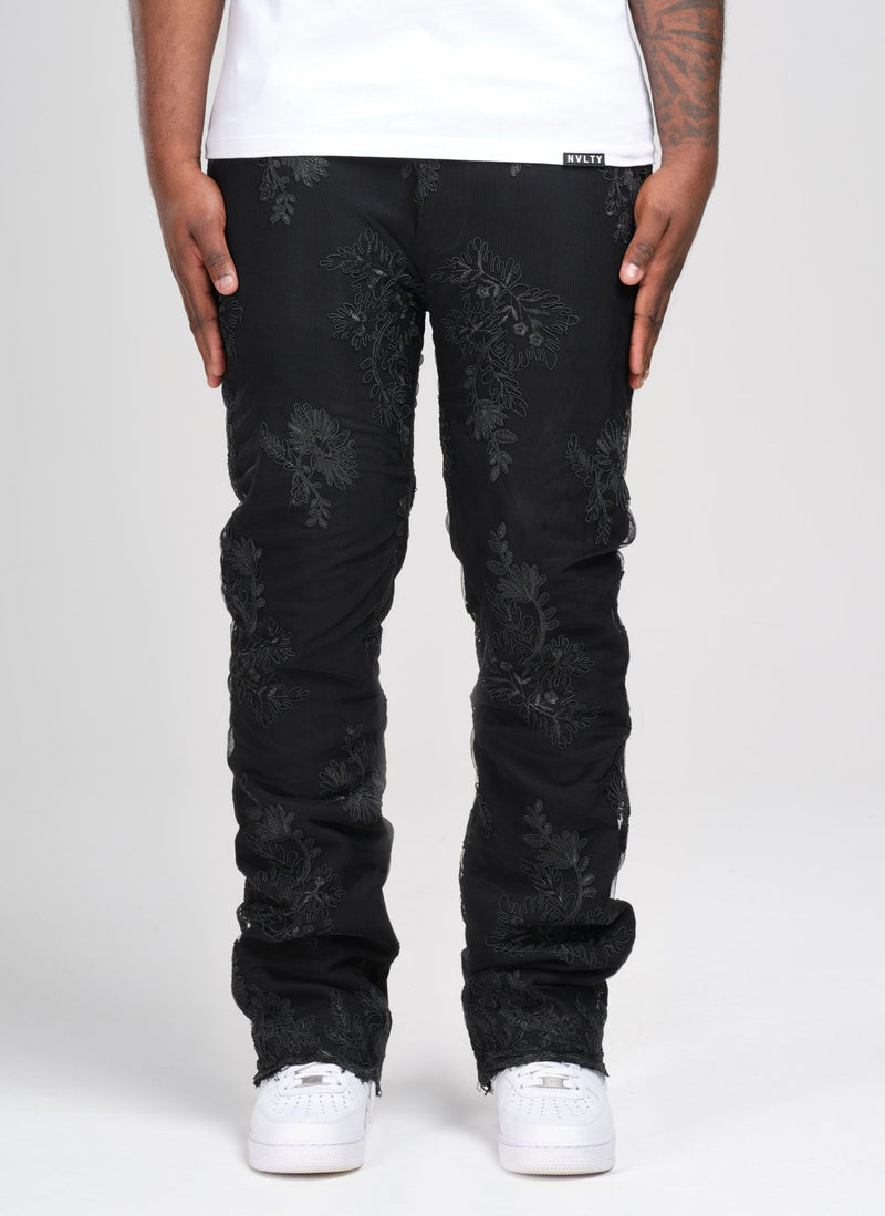 Vintage Floral Jeans - Black